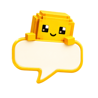 Pyxino holding a speech bubble