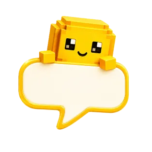 Pyxino holding a speech bubble
